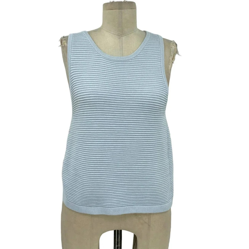 Aritzia Babaton Arlik Knit Tank Top Sleeveless Crew Neck Light Blue Size XS